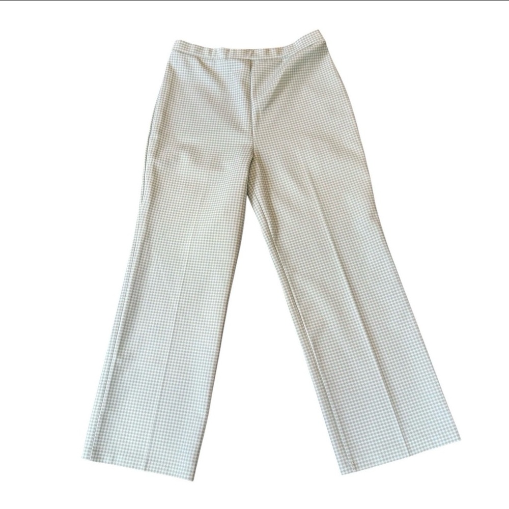 VTG 70s Pants High Rise Gingham Green White Cape Cod Match Mates Women’s Sz 18
